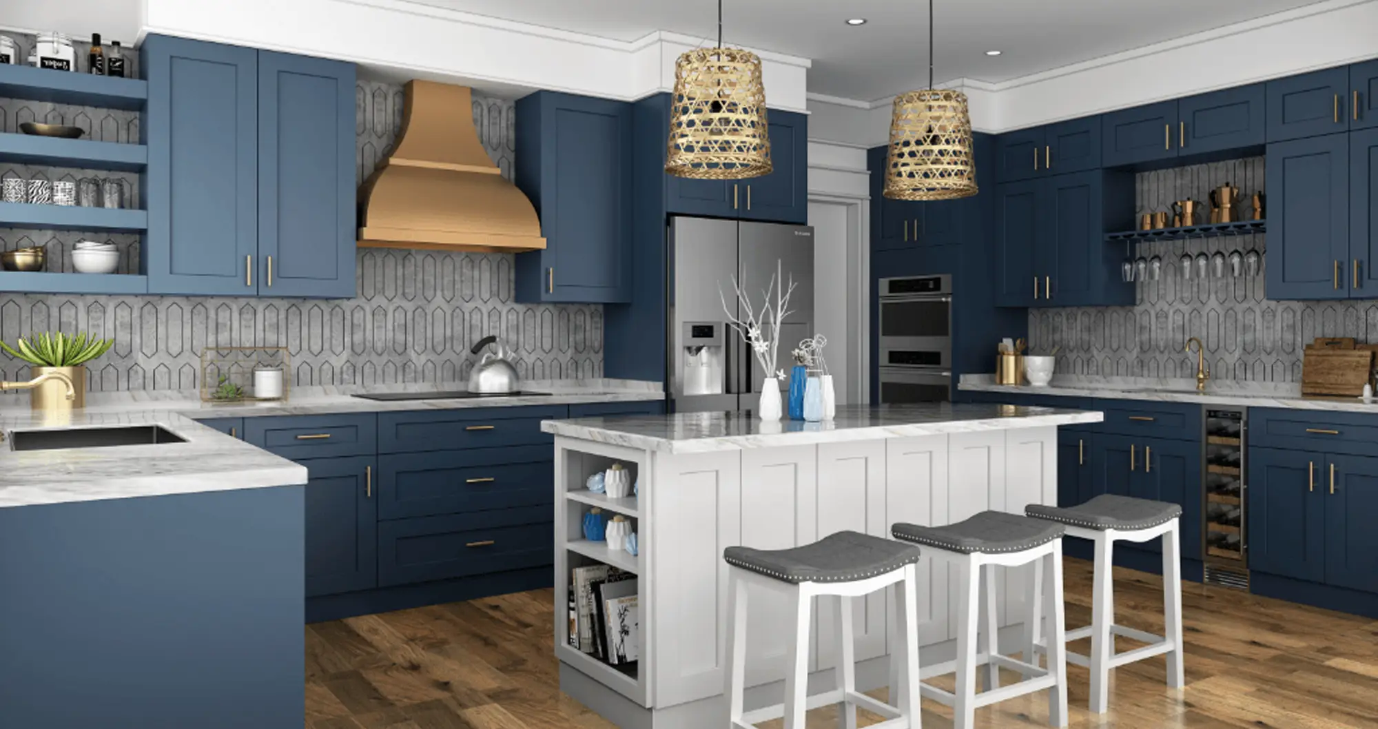 Blue Shaker Kitchen Cabinets Wholesale