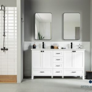 Paloma 60″ White Double Bathroom Cabinet