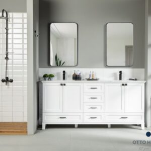 Paloma 72″ White Double Bathroom Cabinet