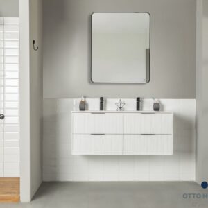 Sorrento 48″ White Double Bowls Bathroom Cabinet