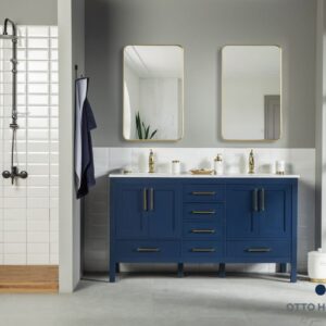 Ashley 60" Blue Double Bowls Bathroom Cabinet