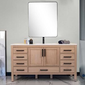 Ashley 48″ Natural Oak Single Bowls Bathroom Cabinet