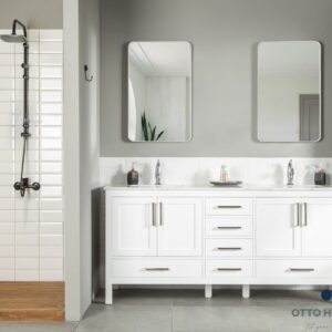 Ashley 72" White Double Bowls Bathroom Cabinet