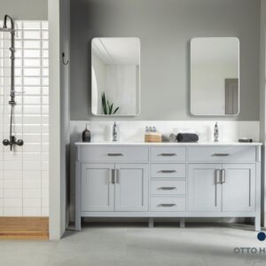 Fawna 72" Gray Double Bowls Bathroom Cabinet