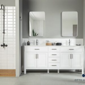 Fawna 72" White Double Bowls Bathroom Cabinet