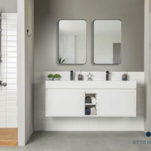 Gala 60" White Double Bowls Bathroom Cabinet