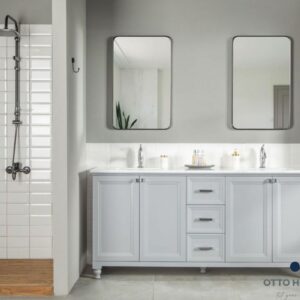 Isabel 72″ White Double Bowls Bathroom Cabinet