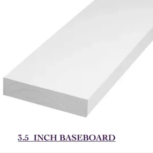 Primed White Pine Square Baseboard – 3.5 Inch – 12 Ft