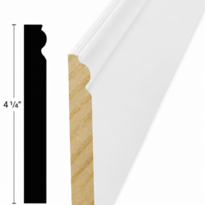 12 Ft Primed White Pine 4 ¼ Inch Baseboard Molding